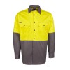 Yellow Charcoal Hi Vis Long Sleeve Work Shirts